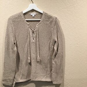 J Jill pullover long sleeve top sweater crochet S